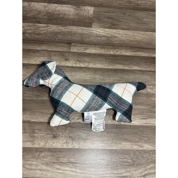 Martha Stewart Collection Dachshund Dog Pillow Plaid Plush Macys HTF 23” X 12” - Picture 1 of 8